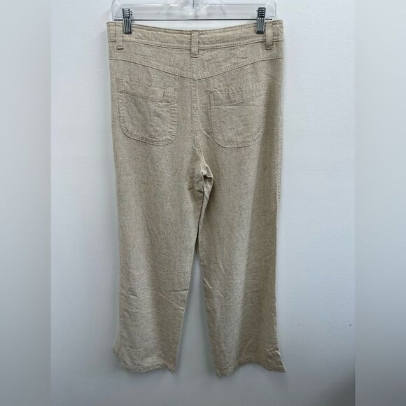 H&M Beige Linen Blend 2 Piece Pant Set Ruche Tie Front Top Wide Leg Size XS/S - Picture 15 of 15